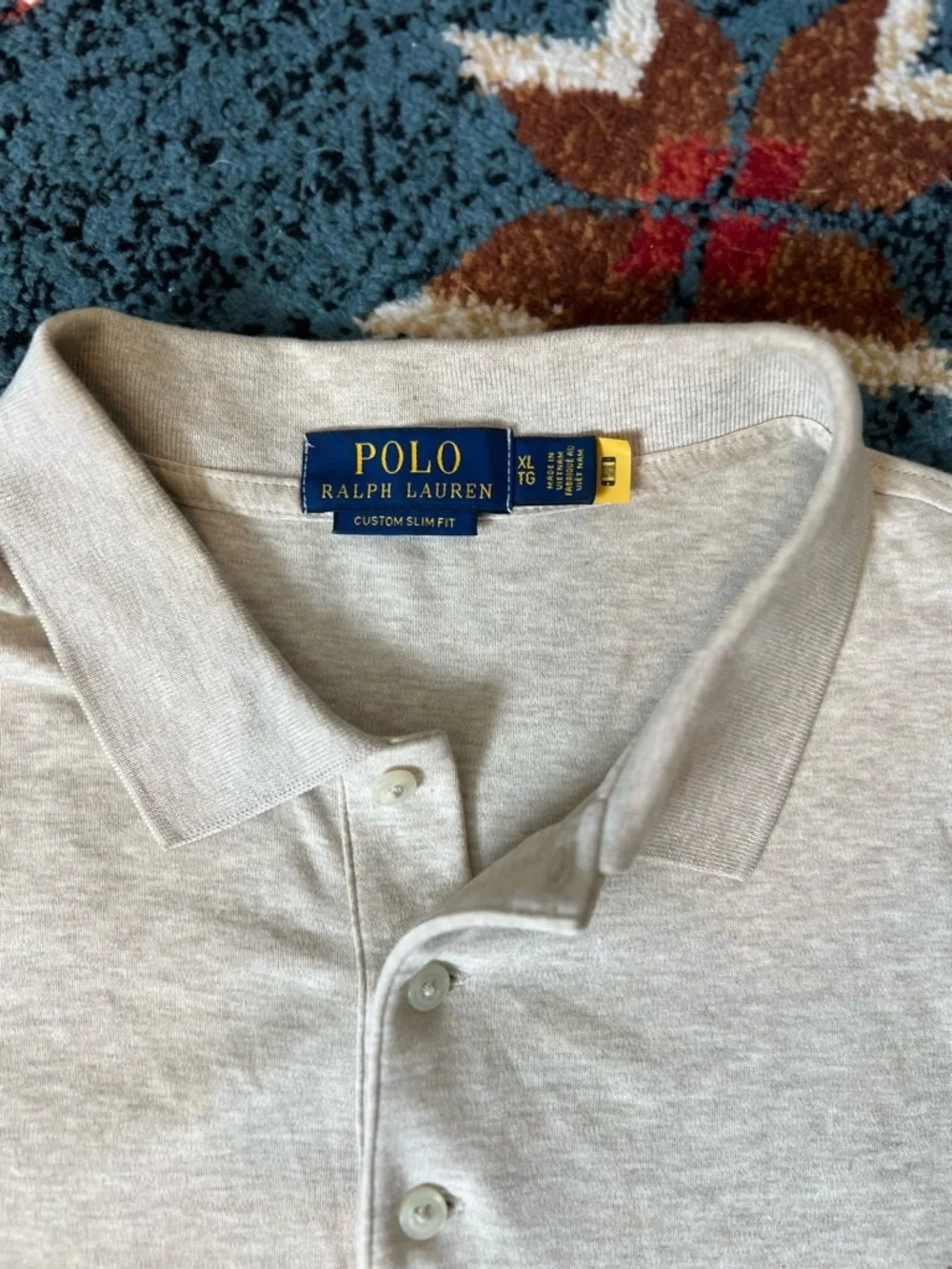 POLO Ralph Lauren Men’s Polo Oatmeal color Embroidered Pony Size XL Custom Fit